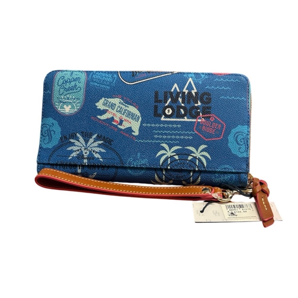 Dooney & Bourke X Disney NWT Blue Graphic Zip Long Wallet w/Detachable Strap - Picture 7 of 8